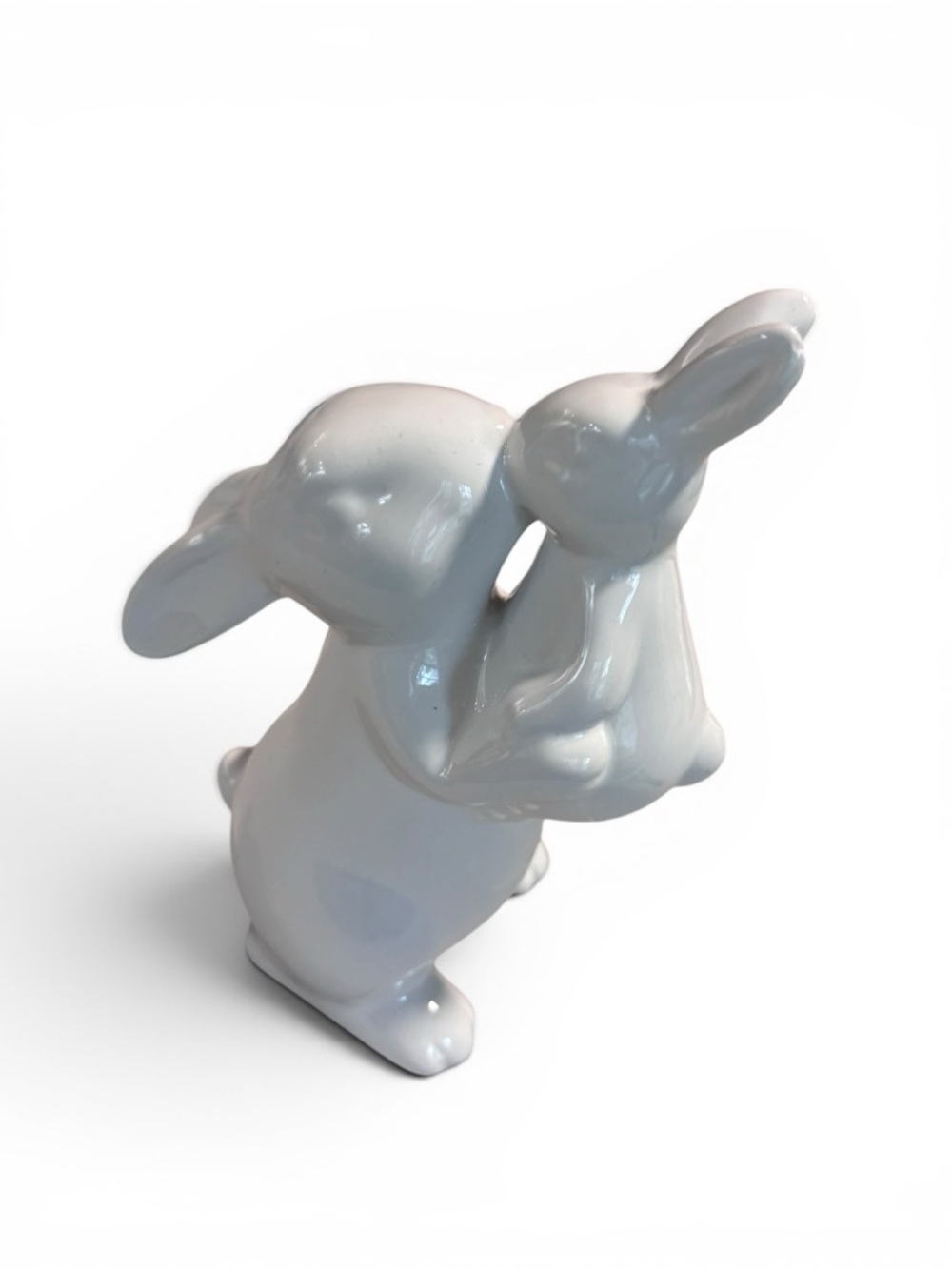 White Ceramic Bunny Figurine - kissing bunnies - Picture 6 of 11